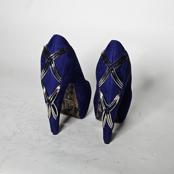 Bettie Page Blue Platform Heels - Picture 5 of 11
